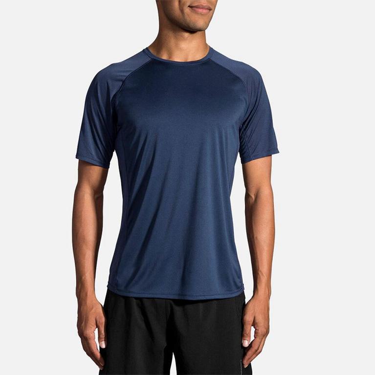 Brooks Stealth Mens Short Sleeve Running Shirt - Blue - Indonesia (XUME-01723)